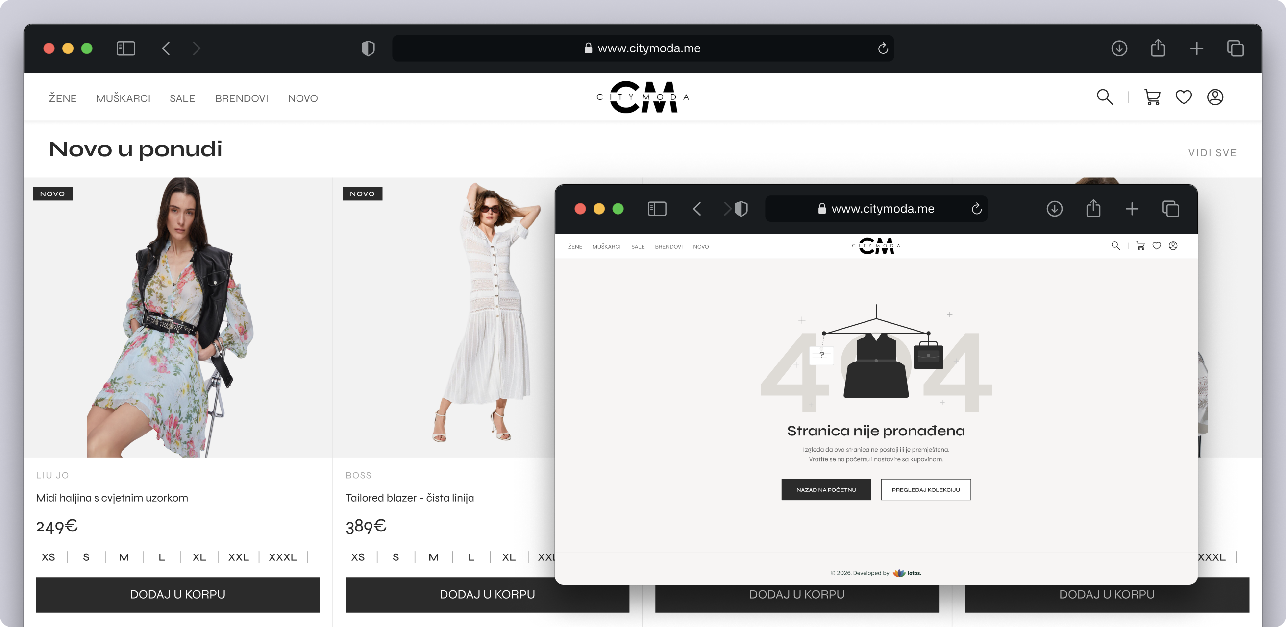 City Moda online fashion store interface