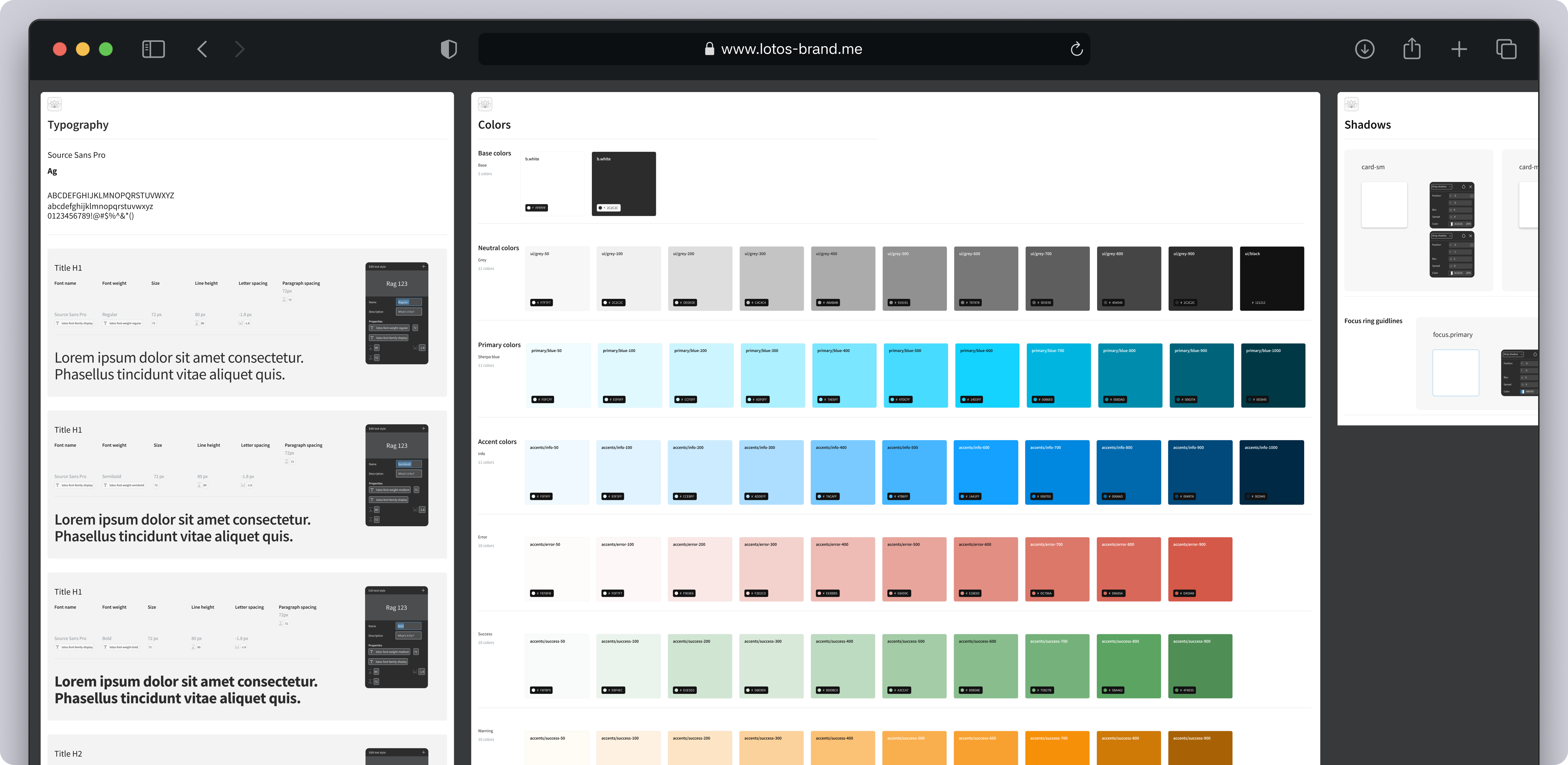 Lotos design system: typography and interface components